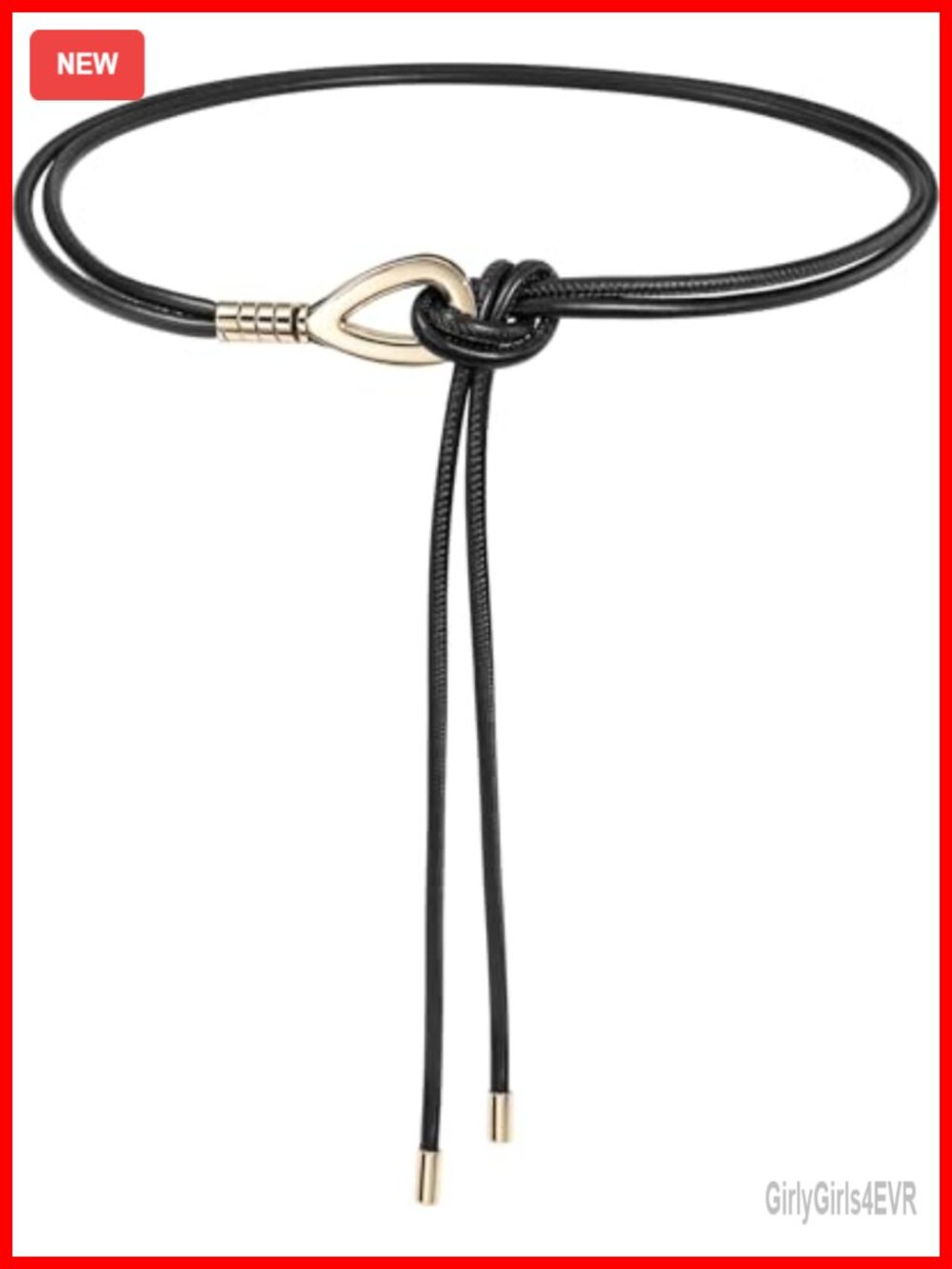 Women Knotted Skinny PU Leather Waist Belt Gold Buckle for Dresses